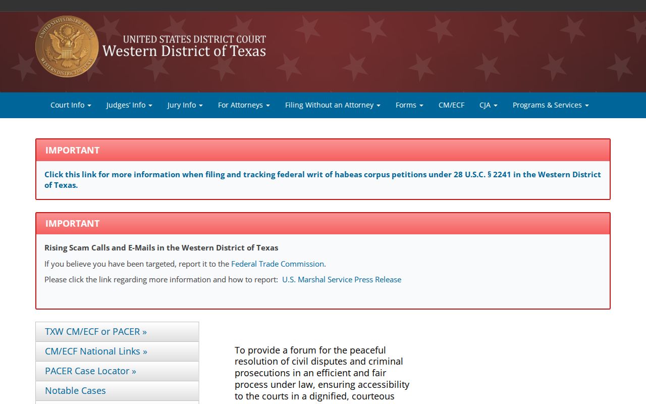 Mason County warrant records and Western District of Texas PACER court access